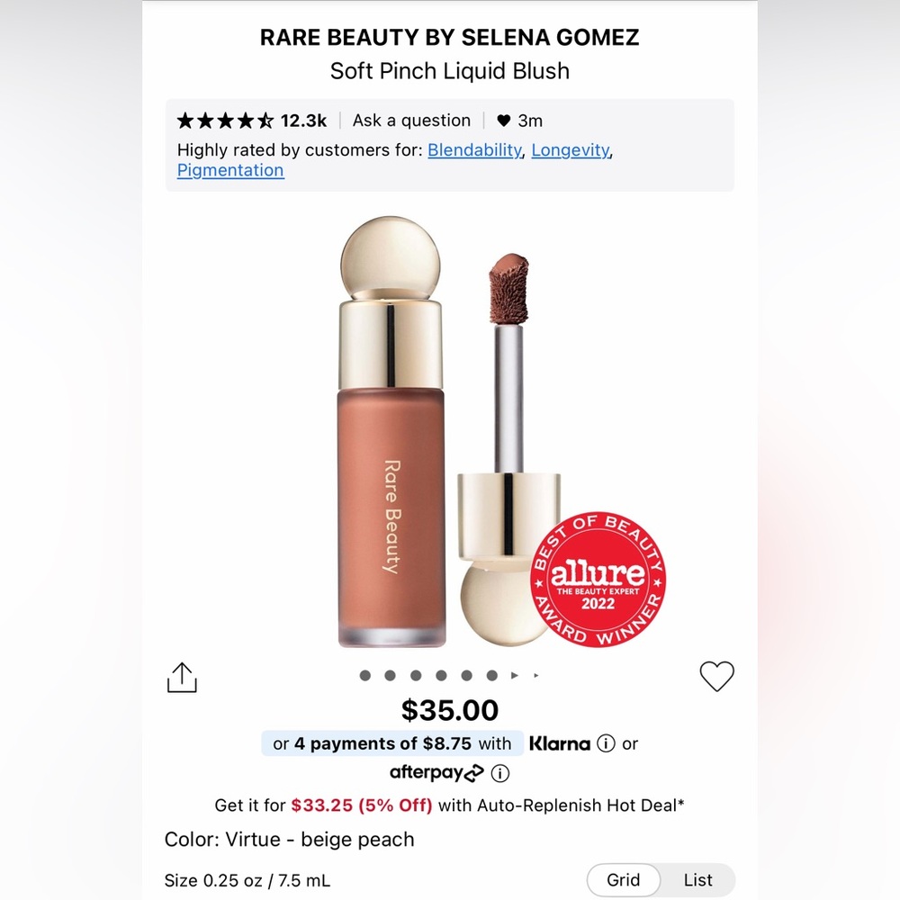 Rare Beauty Soft Pinch Liquid Blush — Virtue Beige Peach. NEW